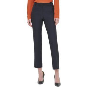 NWT Calvin Klein Women Size 14 14x29 Navy Twill Slim-Leg Trouser Ankle Pants NEW